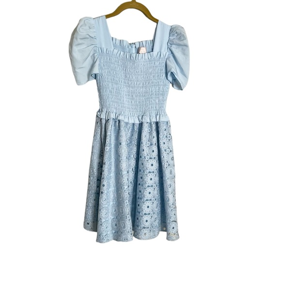 Rachel Parcell Blue Eyelet Puff Sleeve Dress XXS - Picture 1 of 4